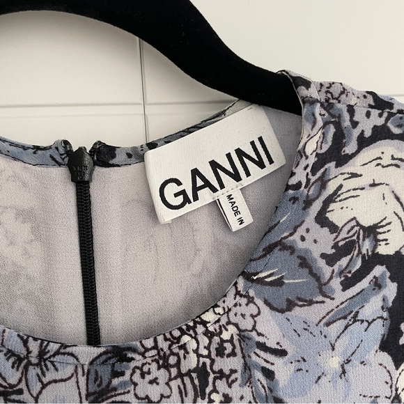 GANNI Printed Georgette Mini Dress - Picture 4 of 6